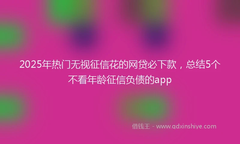 2025年热门无视征信花的网贷必下款，总结5个不看年龄征信负债的app