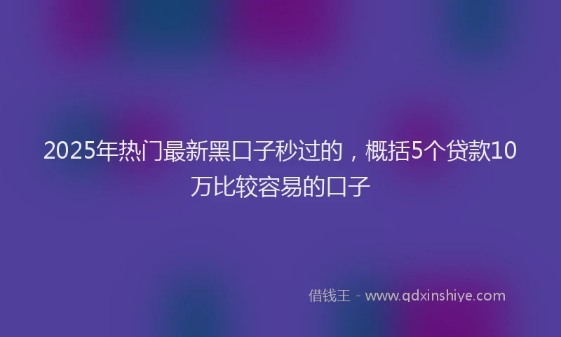 2025年热门最新黑口子秒过的，概括5个贷款10万比较容易的口子