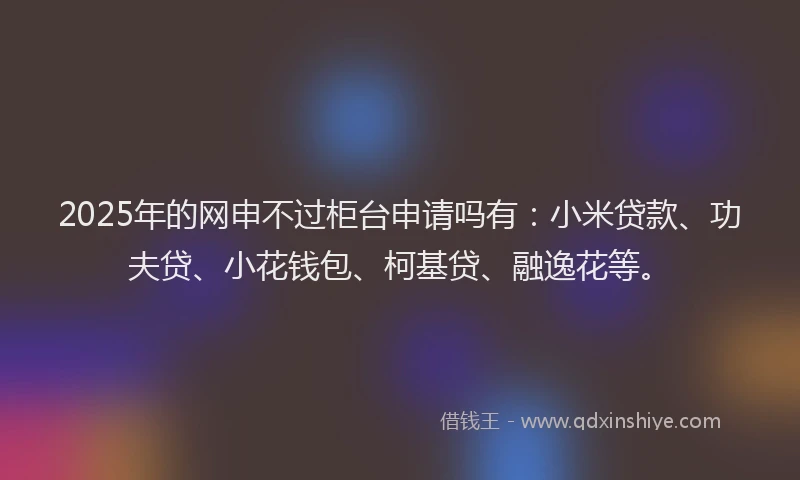 2025年的网申不过柜台申请吗有：小米贷款、功夫贷、小花钱包、柯基贷、融逸花等。
