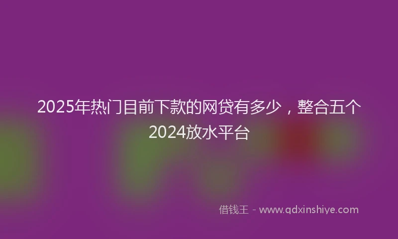 2025年热门目前下款的网贷有多少，整合五个2024放水平台