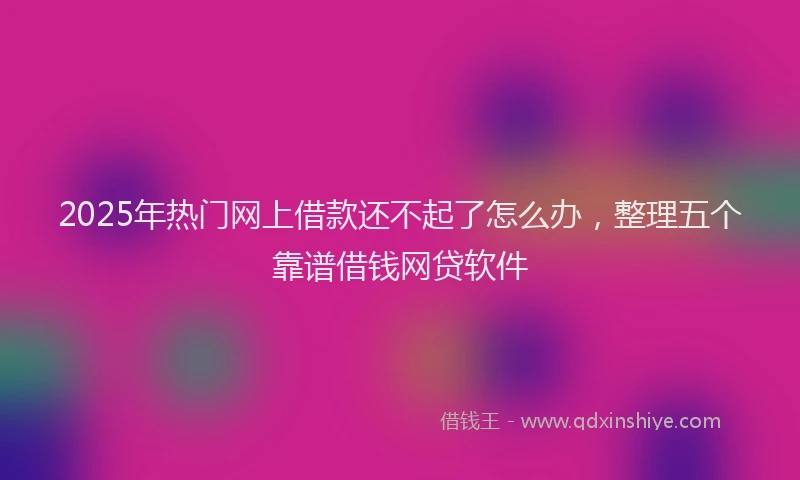 2025年热门网上借款还不起了怎么办，整理五个靠谱借钱网贷软件