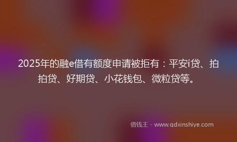 2025年的融e借有额度申请被拒有：平安i贷、拍拍贷、好期贷、小花钱包、微粒贷等。