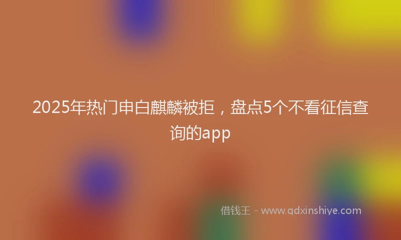 2025年热门申白麒麟被拒，盘点5个不看征信查询的app