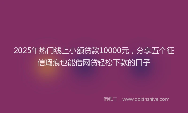 2025年热门线上小额贷款10000元，分享五个征信瑕疵也能借网贷轻松下款的口子