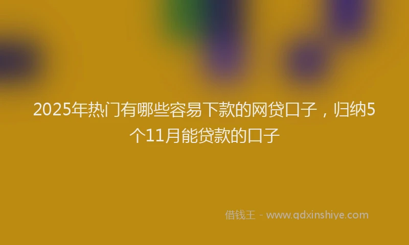 2025年热门有哪些容易下款的网贷口子，归纳5个11月能贷款的口子