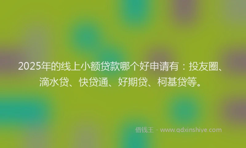 2025年的线上小额贷款哪个好申请有：投友圈、滴水贷、快贷通、好期贷、柯基贷等。