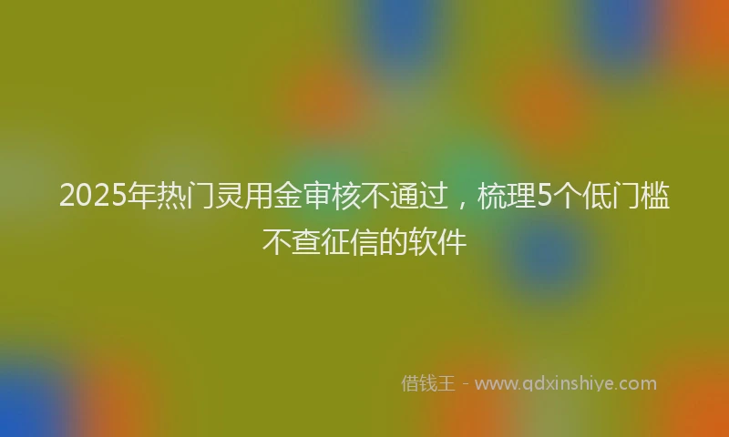 2025年热门灵用金审核不通过，梳理5个低门槛不查征信的软件