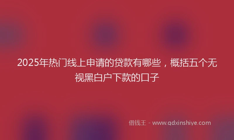 2025年热门线上申请的贷款有哪些，概括五个无视黑白户下款的口子