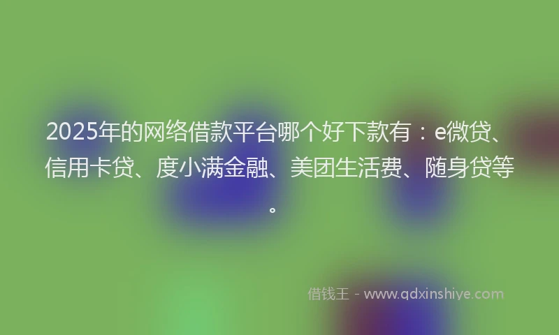 2025年的网络借款平台哪个好下款有：e微贷、信用卡贷、度小满金融、美团生活费、随身贷等。