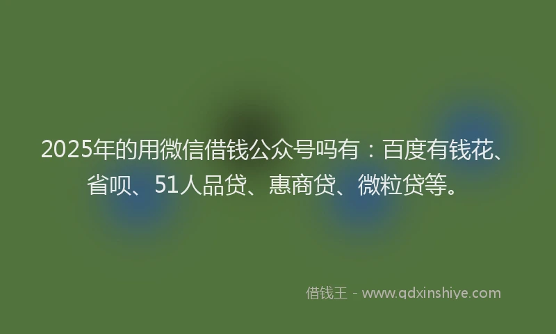 2025年的用微信借钱公众号吗有：百度有钱花、省呗、51人品贷、惠商贷、微粒贷等。