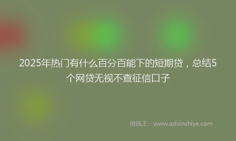 2025年热门有什么百分百能下的短期贷，总结5个网贷无视不查征信口子
