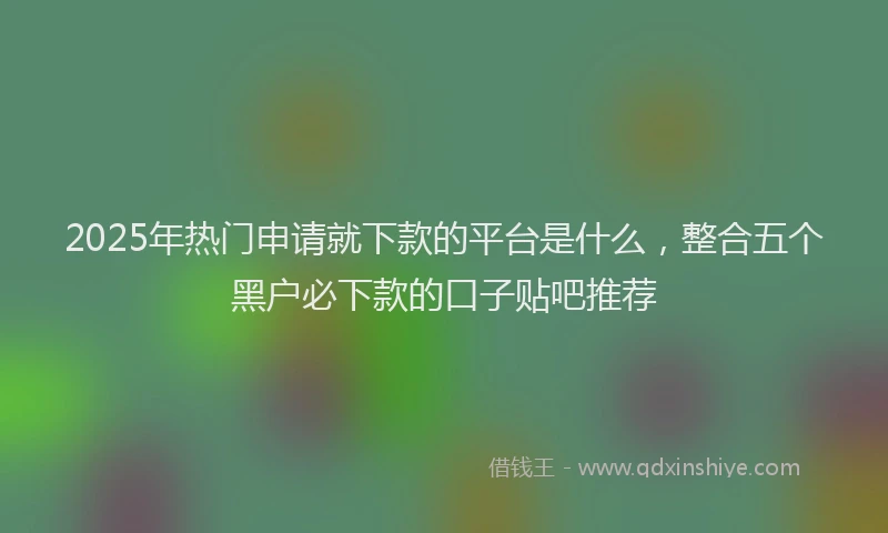 2025年热门申请就下款的平台是什么，整合五个黑户必下款的口子贴吧推荐