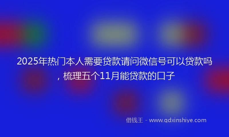 2025年热门本人需要贷款请问微信号可以贷款吗，梳理五个11月能贷款的口子