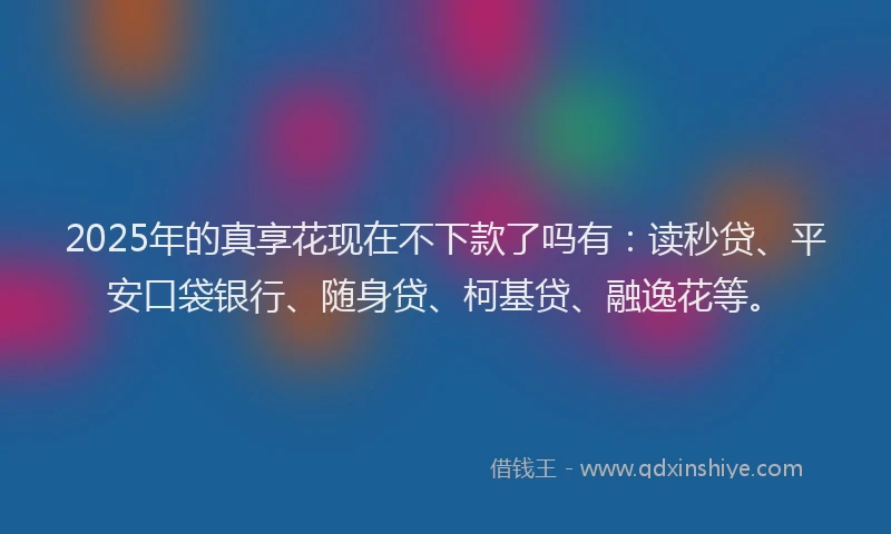 2025年的真享花现在不下款了吗有：读秒贷、平安口袋银行、随身贷、柯基贷、融逸花等。