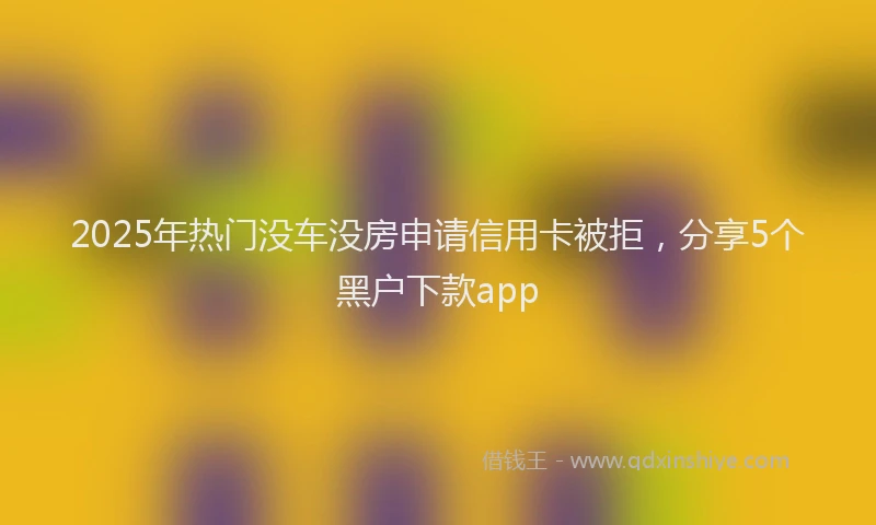 2025年热门没车没房申请信用卡被拒，分享5个黑户下款app