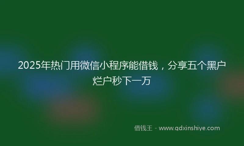 2025年热门用微信小程序能借钱，分享五个黑户烂户秒下一万