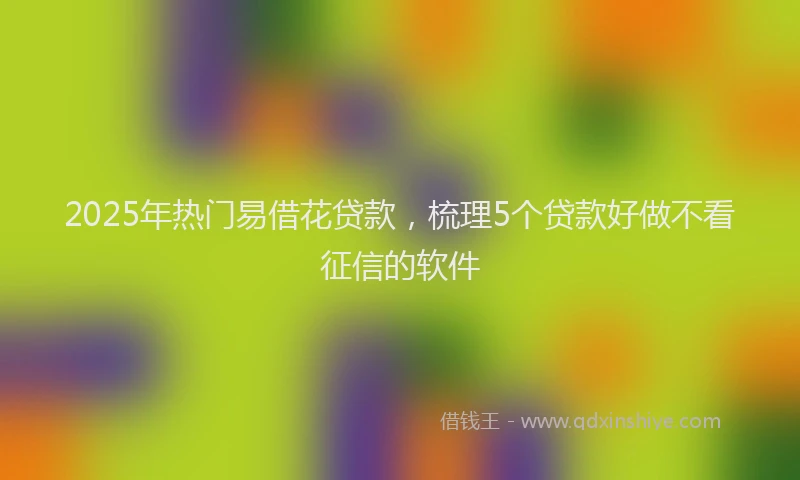 2025年热门易借花贷款，梳理5个贷款好做不看征信的软件