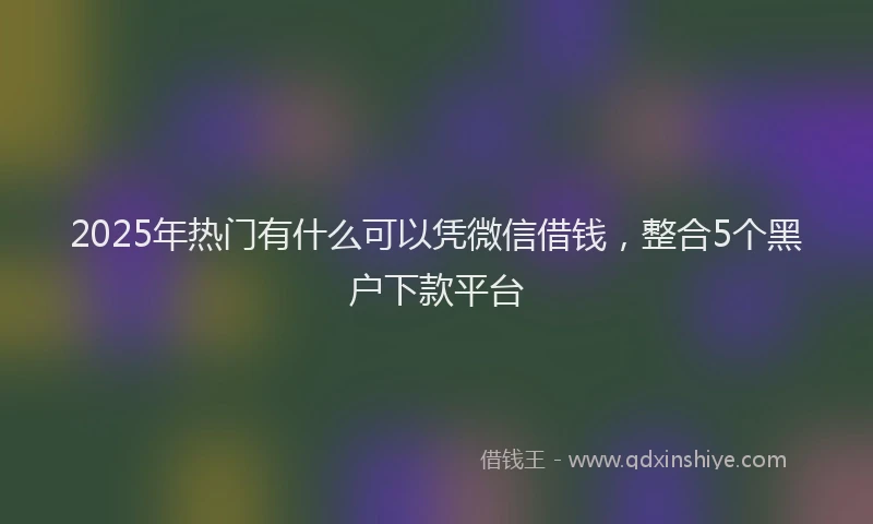 2025年热门有什么可以凭微信借钱，整合5个黑户下款平台