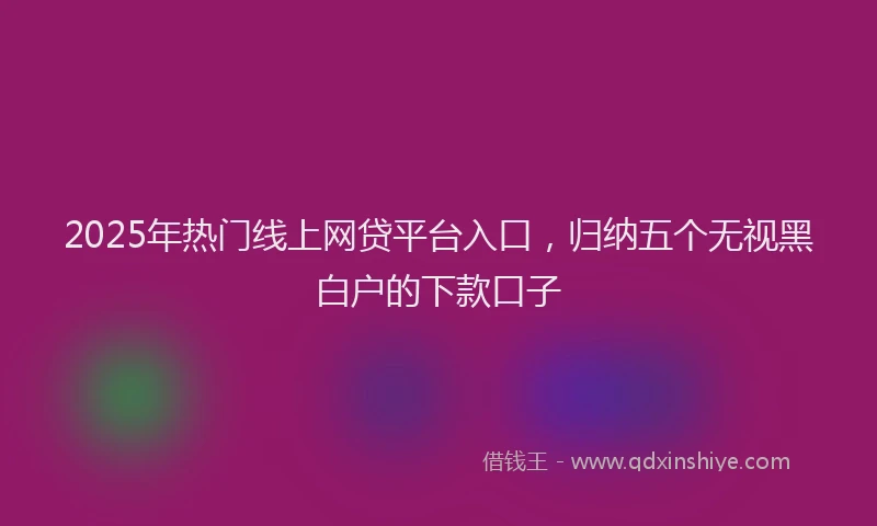 2025年热门线上网贷平台入口，归纳五个无视黑白户的下款口子