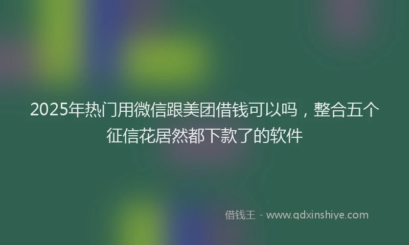 2025年热门用微信跟美团借钱可以吗，整合五个征信花居然都下款了的软件
