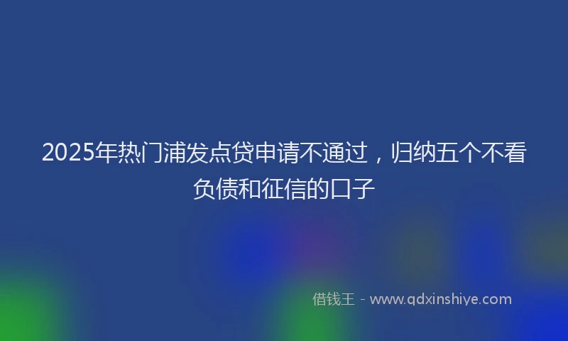 2025年热门浦发点贷申请不通过，归纳五个不看负债和征信的口子