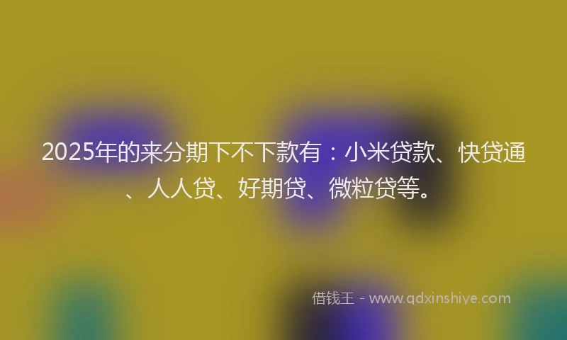 2025年的来分期下不下款有：小米贷款、快贷通、人人贷、好期贷、微粒贷等。