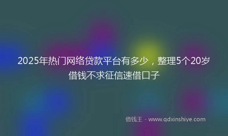 2025年热门网络贷款平台有多少，整理5个20岁借钱不求征信速借口子
