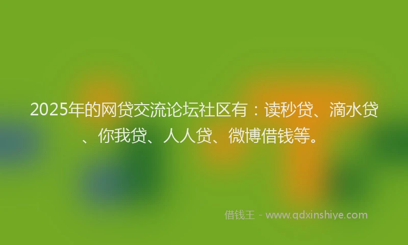 2025年的网贷交流论坛社区有：读秒贷、滴水贷、你我贷、人人贷、微博借钱等。