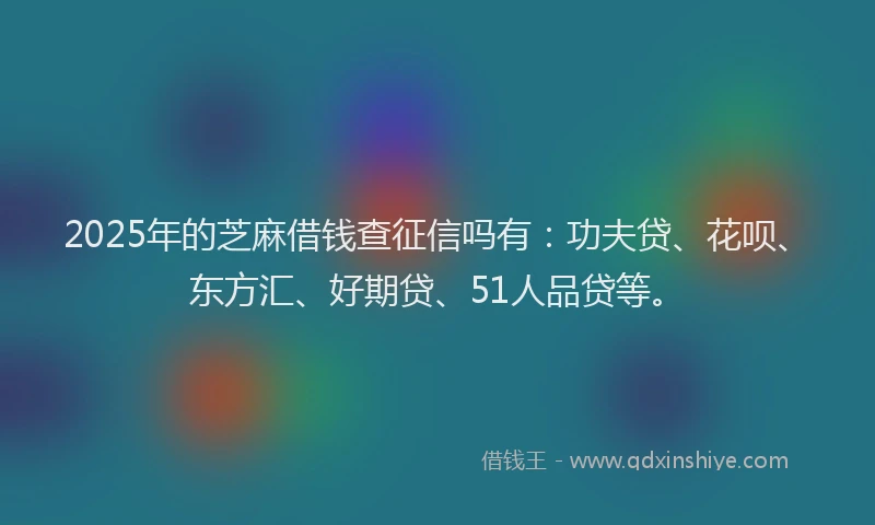 2025年的芝麻借钱查征信吗有：功夫贷、花呗、东方汇、好期贷、51人品贷等。