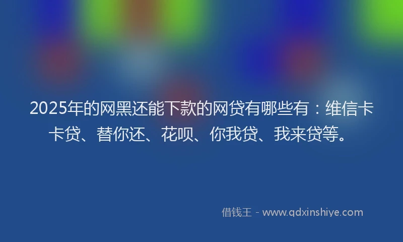 2025年的网黑还能下款的网贷有哪些有：维信卡卡贷、替你还、花呗、你我贷、我来贷等。