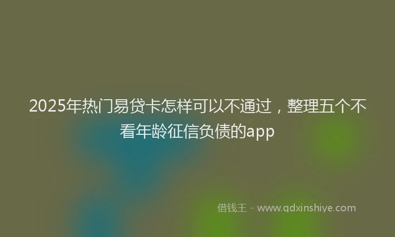 2025年热门易贷卡怎样可以不通过，整理五个不看年龄征信负债的app