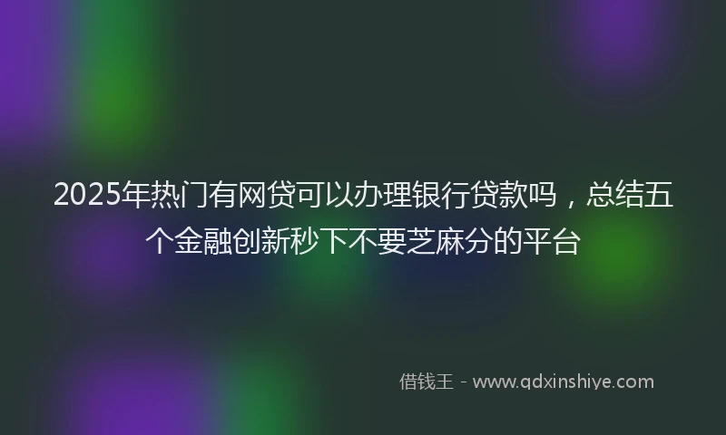 2025年热门有网贷可以办理银行贷款吗，总结五个金融创新秒下不要芝麻分的平台