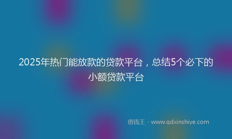 2025年热门能放款的贷款平台，总结5个必下的小额贷款平台