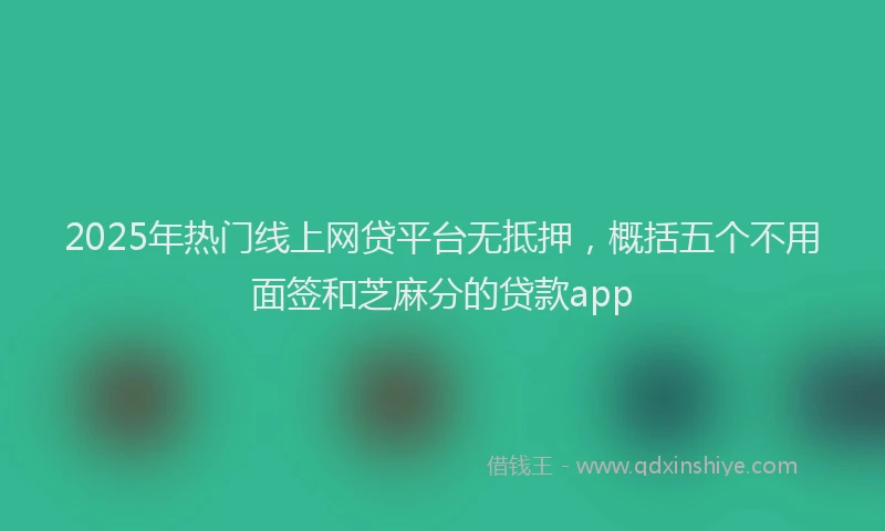 2025年热门线上网贷平台无抵押，概括五个不用面签和芝麻分的贷款app