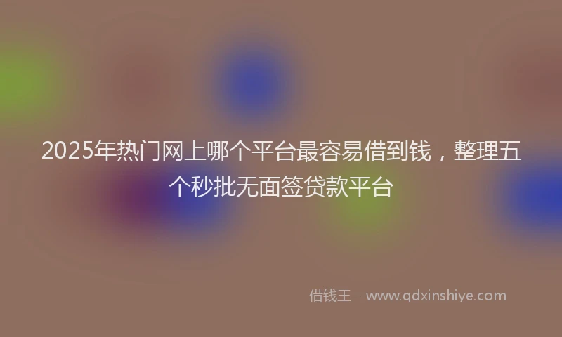 2025年热门网上哪个平台最容易借到钱，整理五个秒批无面签贷款平台