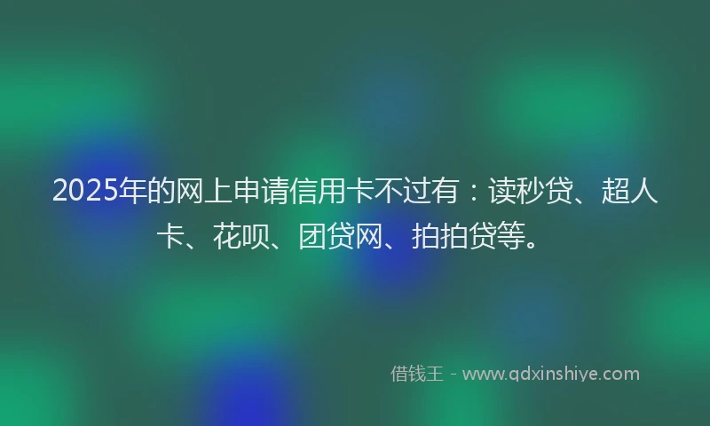 2025年的网上申请信用卡不过有：读秒贷、超人卡、花呗、团贷网、拍拍贷等。