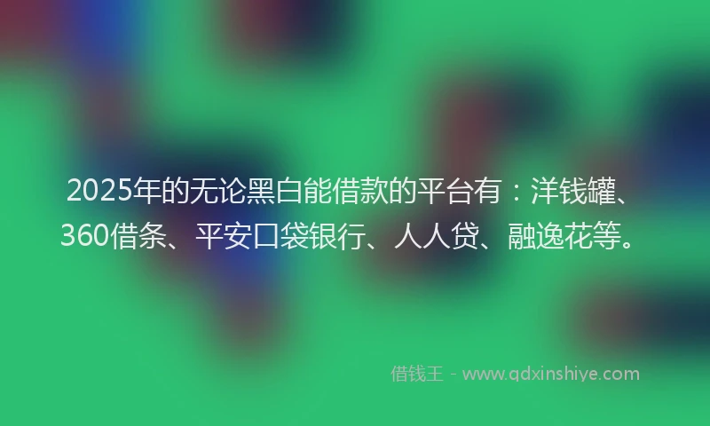2025年的无论黑白能借款的平台有：洋钱罐、360借条、平安口袋银行、人人贷、融逸花等。
