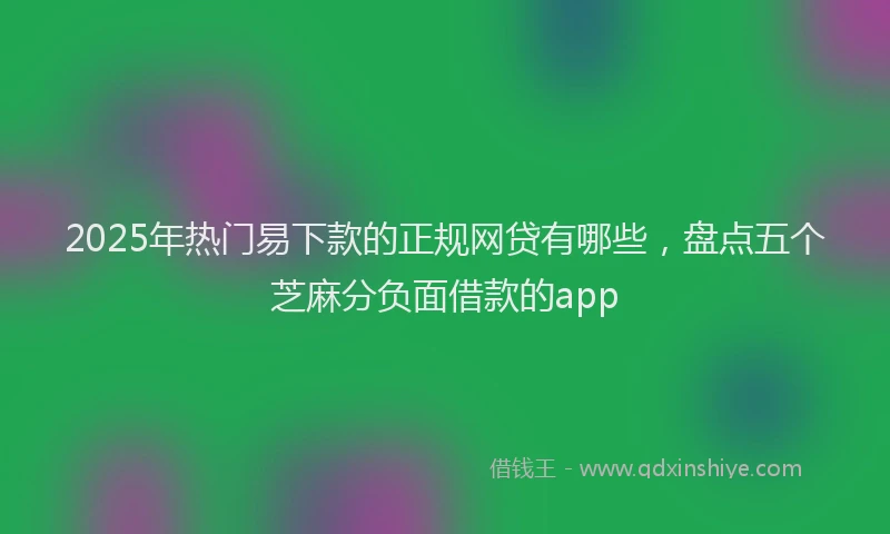 2025年热门易下款的正规网贷有哪些，盘点五个芝麻分负面借款的app