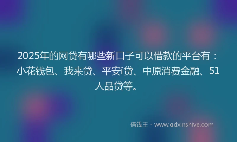 2025年的网贷有哪些新口子可以借款的平台有：小花钱包、我来贷、平安i贷、中原消费金融、51人品贷等。