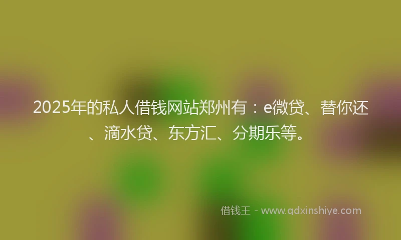 2025年的私人借钱网站郑州有：e微贷、替你还、滴水贷、东方汇、分期乐等。