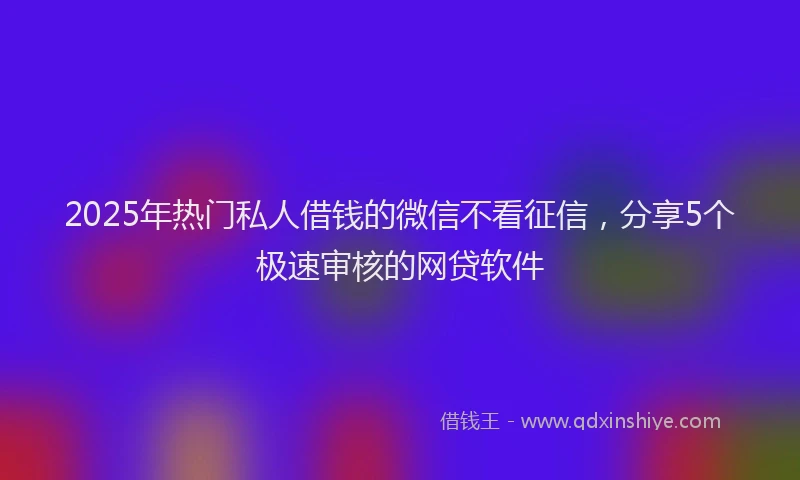 2025年热门私人借钱的微信不看征信，分享5个极速审核的网贷软件