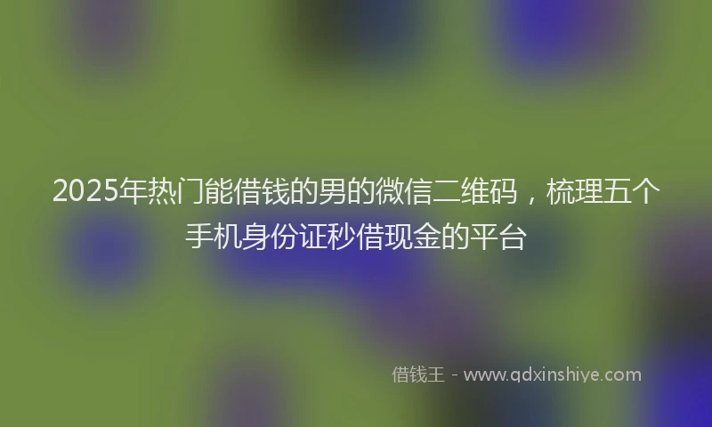 2025年热门能借钱的男的微信二维码，梳理五个手机身份证秒借现金的平台