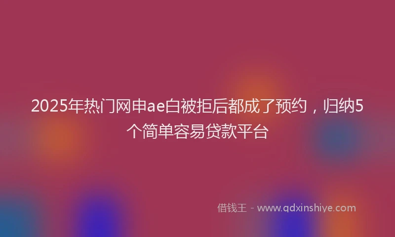 2025年热门网申ae白被拒后都成了预约，归纳5个简单容易贷款平台