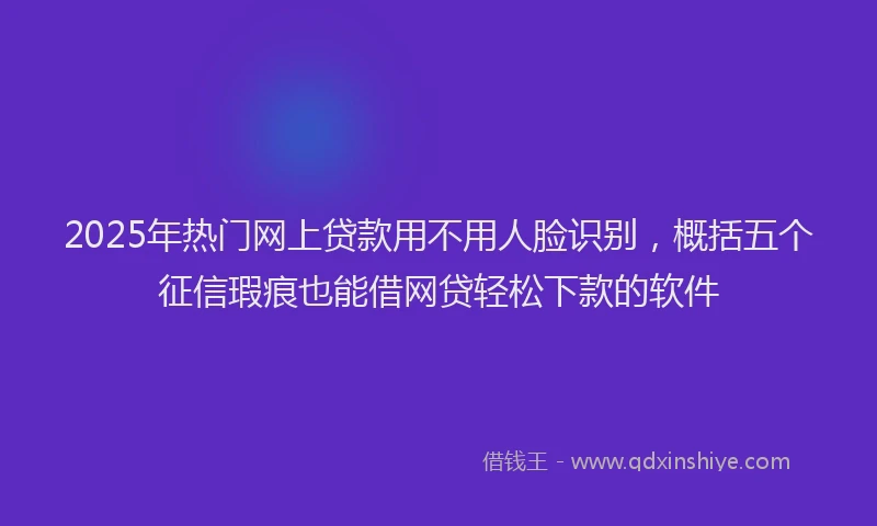 2025年热门网上贷款用不用人脸识别，概括五个征信瑕疵也能借网贷轻松下款的软件