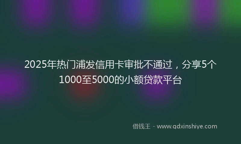 2025年热门浦发信用卡审批不通过，分享5个1000至5000的小额贷款平台