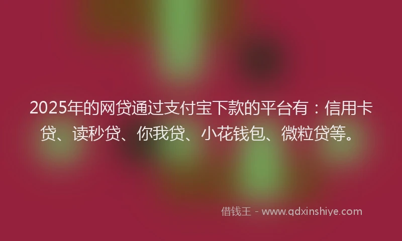 2025年的网贷通过支付宝下款的平台有：信用卡贷、读秒贷、你我贷、小花钱包、微粒贷等。