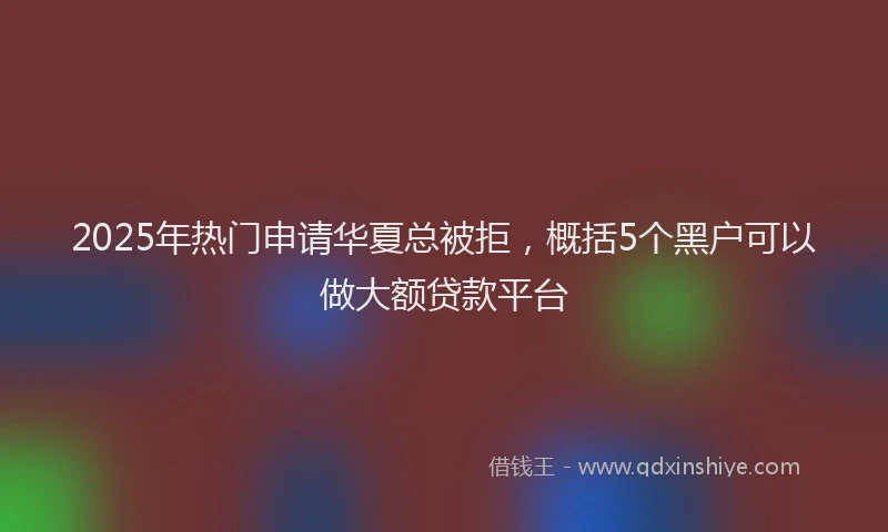 2025年热门申请华夏总被拒，概括5个黑户可以做大额贷款平台