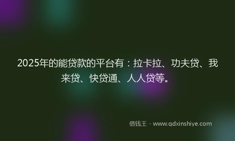 2025年的能贷款的平台有：拉卡拉、功夫贷、我来贷、快贷通、人人贷等。