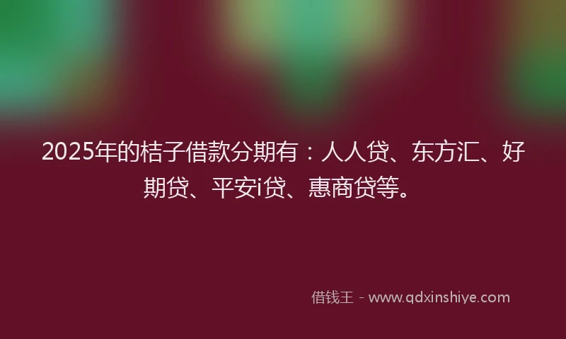 2025年的桔子借款分期有：人人贷、东方汇、好期贷、平安i贷、惠商贷等。