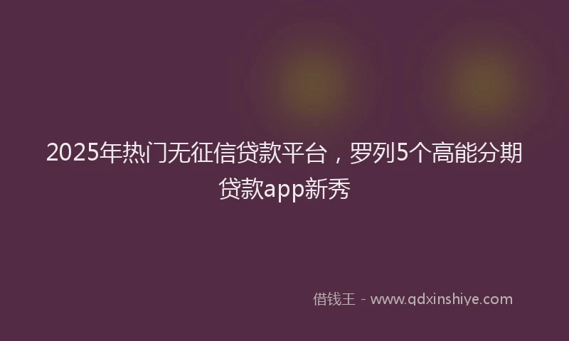 2025年热门无征信贷款平台，罗列5个高能分期贷款app新秀